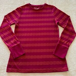 Mossimo Geometric Stripes Pink & Orange 100% Cotton Long Sleeve Tee Shirt Top L